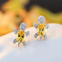 Boucles d'oreilles Tortue de Mer en Zirconium et Argent