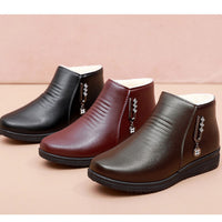 Bottines en peluche et en cuir pour femmes