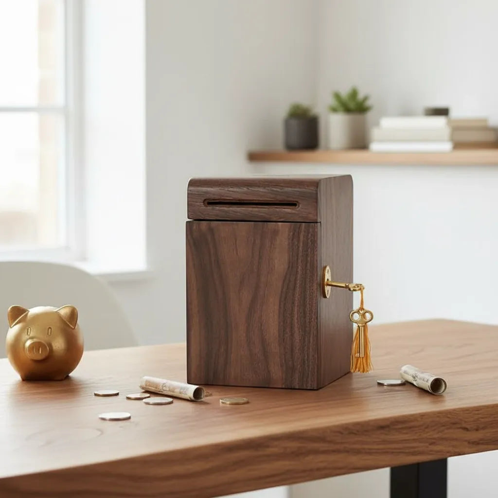 Tirelire en Bois Brut