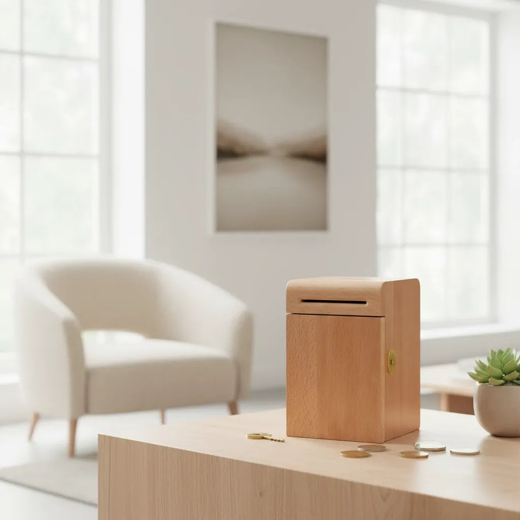 Tirelire en Bois Brut