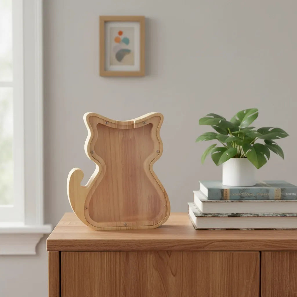 Tirelire Chat en Bois