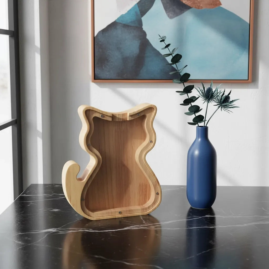 Tirelire Chat en Bois
