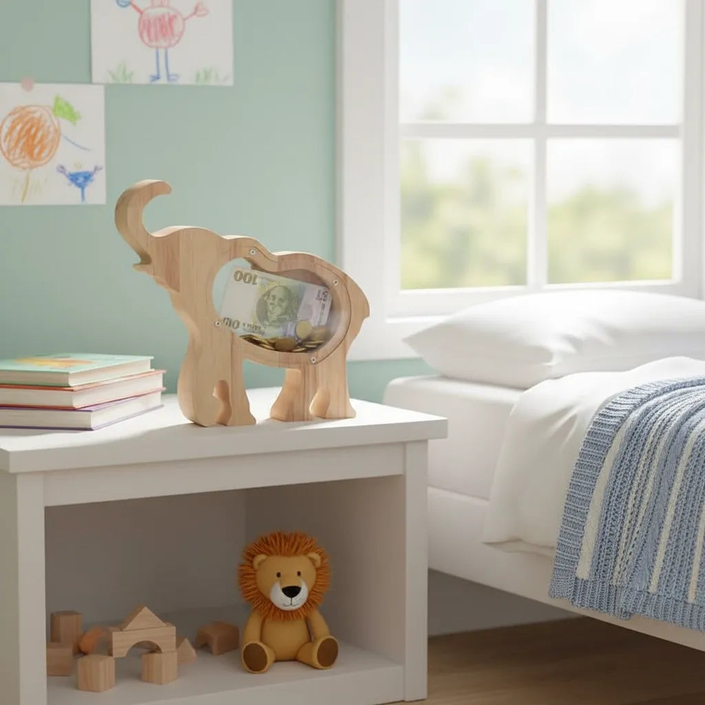 Tirelire Éléphant en Bois