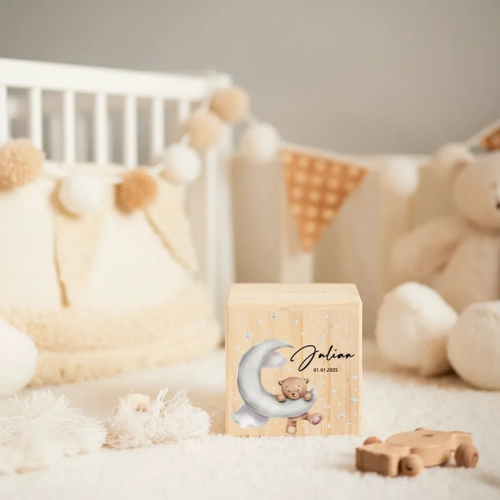 Tirelire en Bois Personnalisée pour Enfant