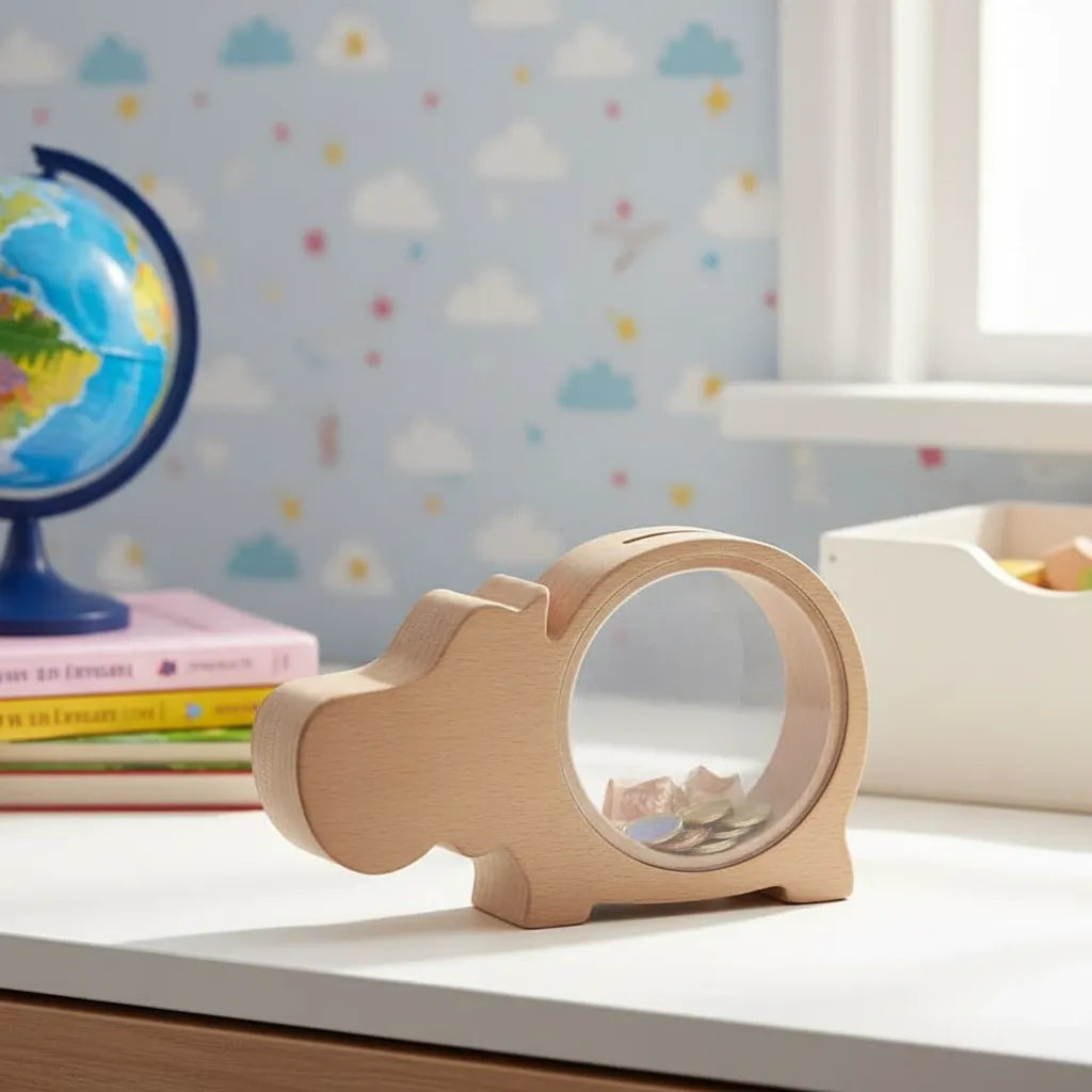 Tirelire Hippo en Bois