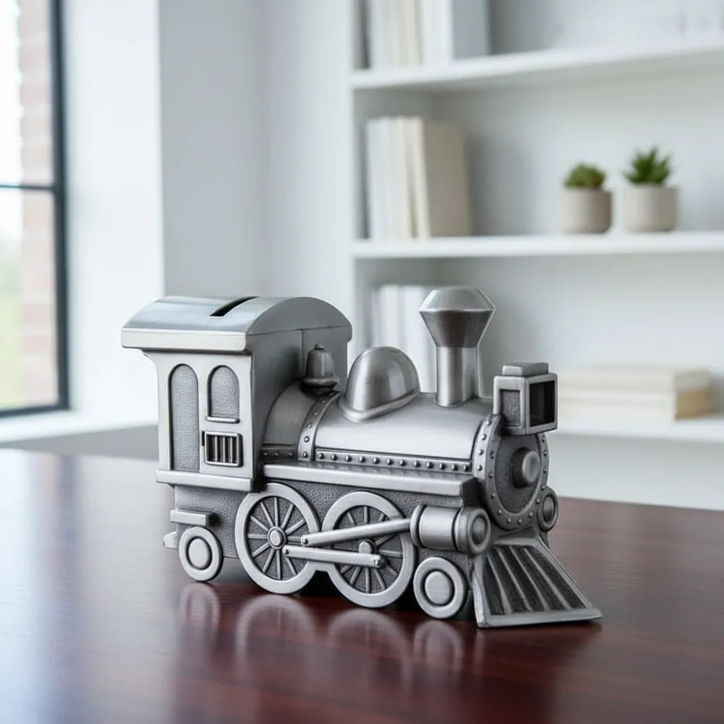 Tirelire Locomotive Métal Argenté
