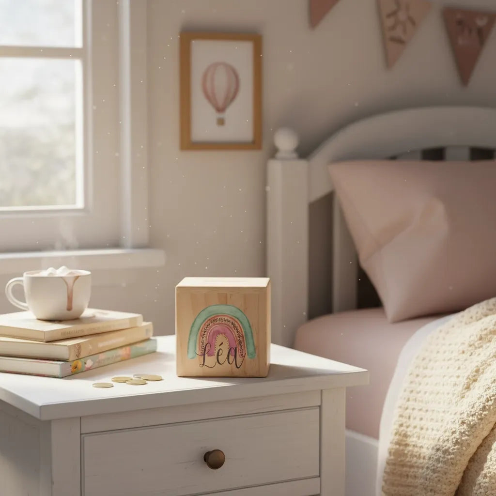 Tirelire Personnalisée pour Fille en Bois