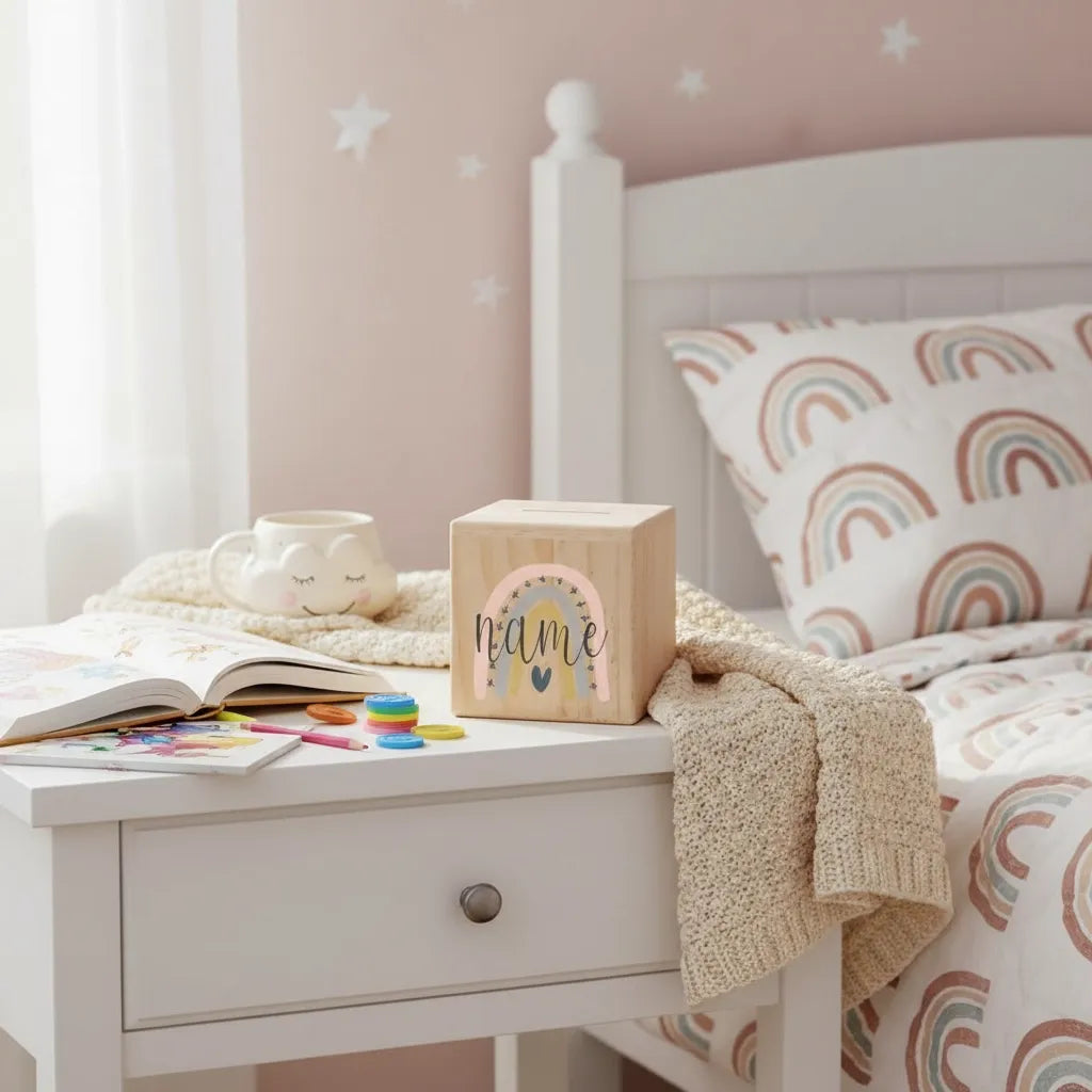 Tirelire Personnalisée pour Fille en Bois