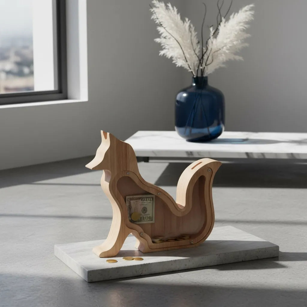 Tirelire Renard Bois