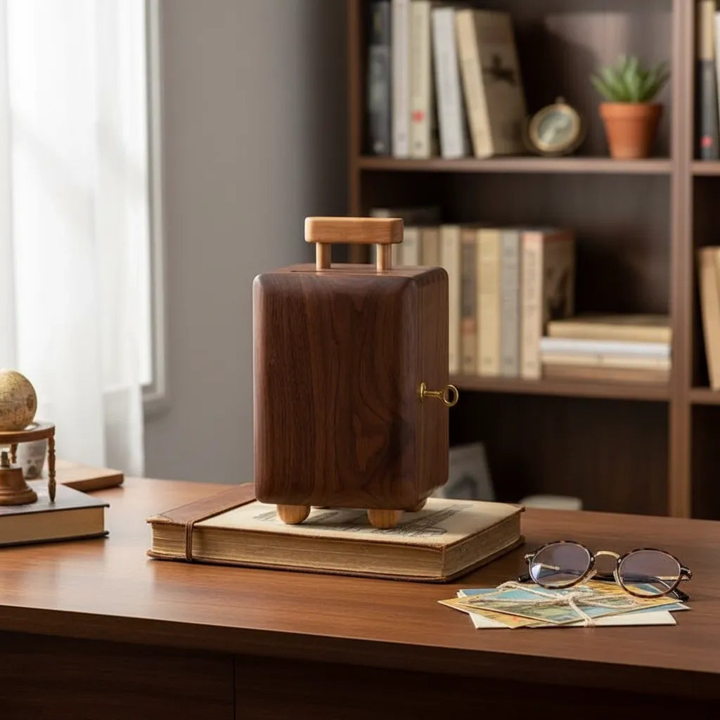Tirelire Valise en Bois