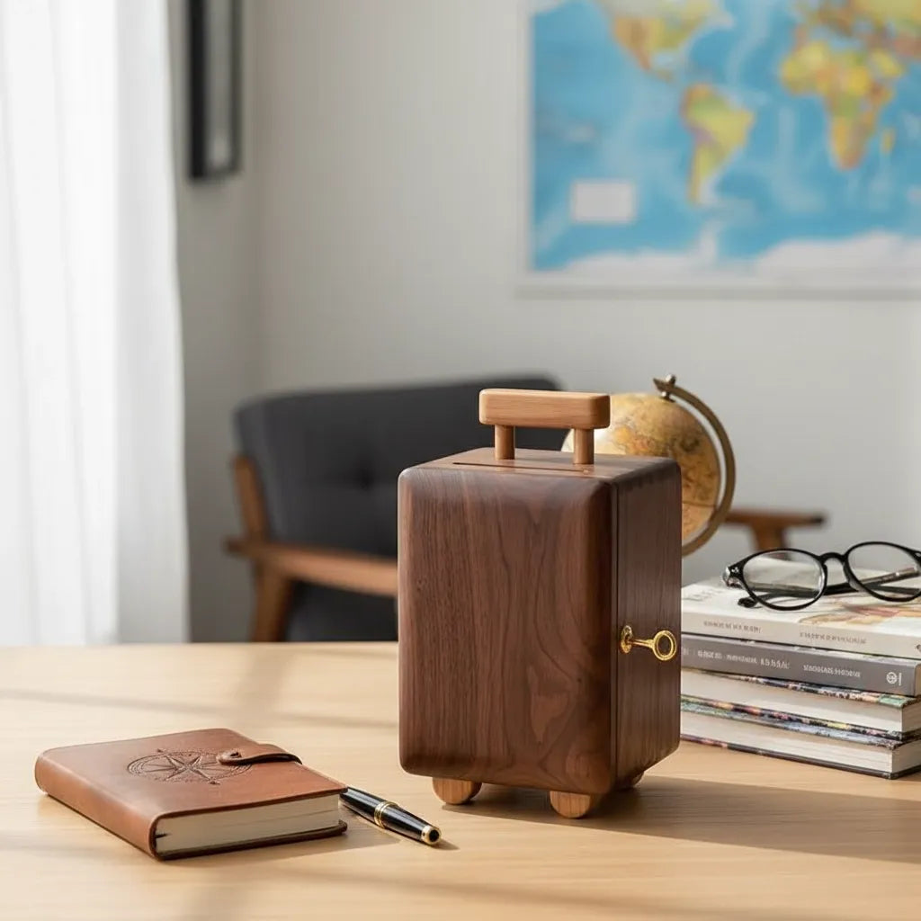 Tirelire Valise en Bois