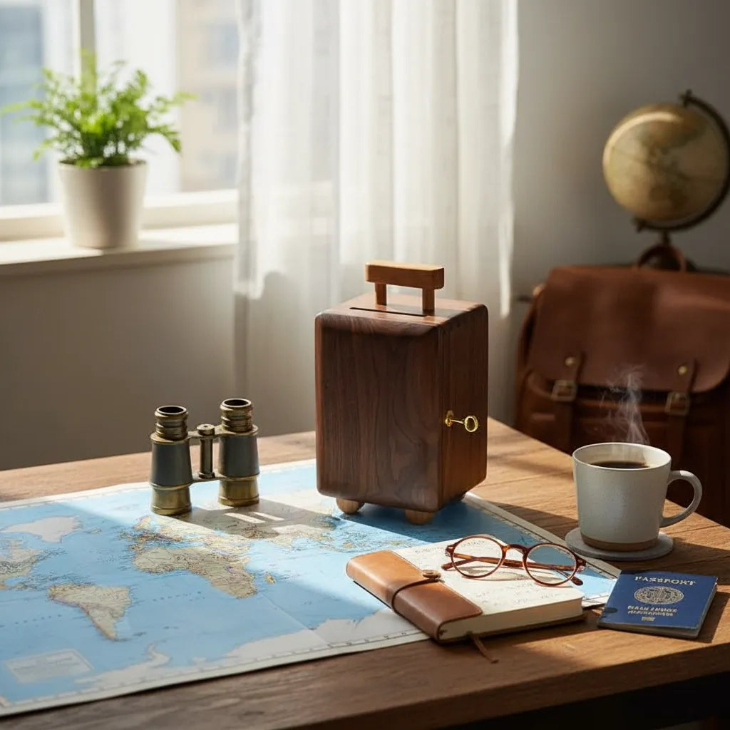 Tirelire Valise en Bois