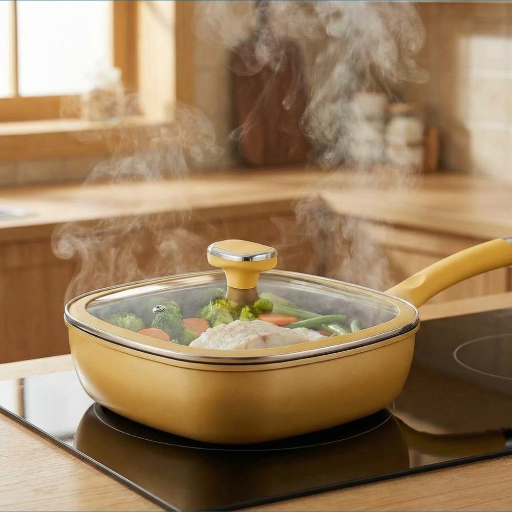 TitaneCook | Poêle Antiadhésive en Titane 30cm | Cuisine Saine Facile | Compatible Induction Gaz