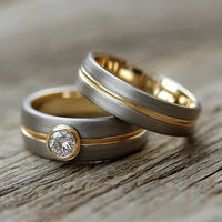 Bague Vintage Couple Zirconia Golden Fine