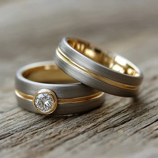 Bague Vintage Couple Zirconia Golden Fine